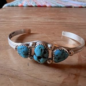Southwestern sterling silver and turquoise cuff bracelet